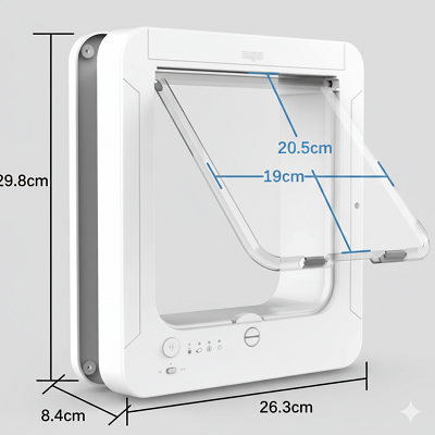 chatière électronique avec puce RFID avec dimensions