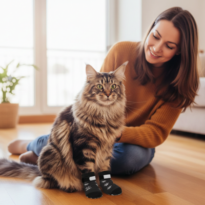 chaussettes antidérapantes chat noir chat