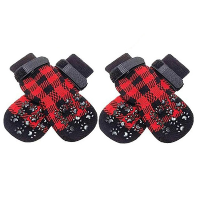 chaussettes antidérapantes chat plaid
