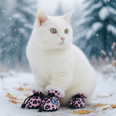 chaussettes antidérapantes papillon sur chat blanc