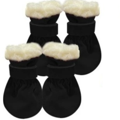 chaussures pour chat antidérapantes en peluche noire