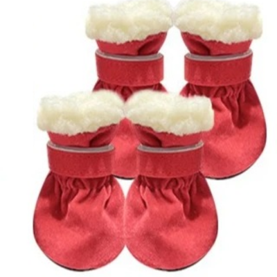 chaussures pour chat antidérapantes en peluche rose