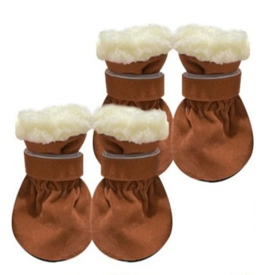 chaussures pour chat antidérapantes en peluche tan