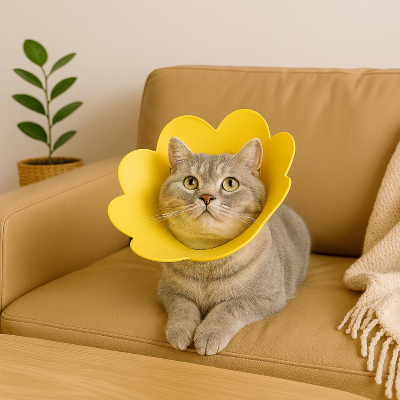 collerette chat jaune sur chat