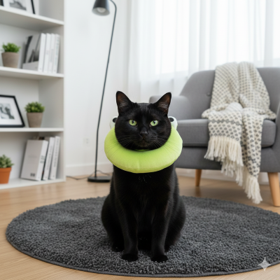 collerette pour chat grenouille sur chat noir