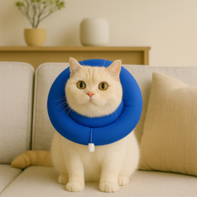 collerette souple pour chat bleue sur chat