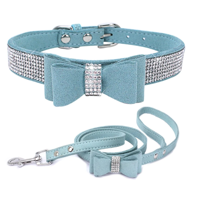 collier et laisse pour chat bleu