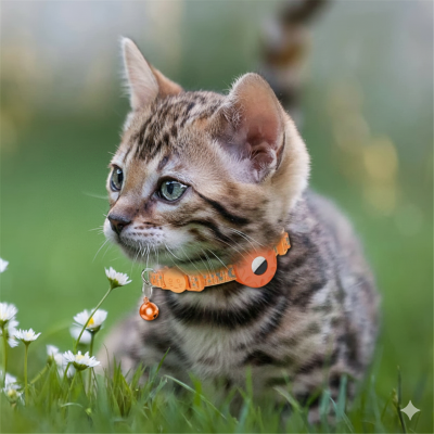 collier gps chat orange sur chaton