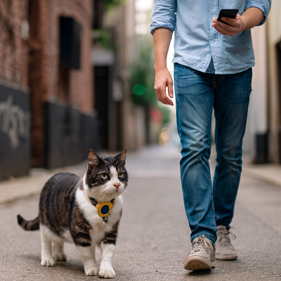 collier gps chat charlie jaune image