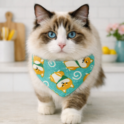 collier chat bandana vert