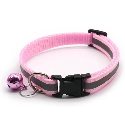 collier réfléchissant chat nocturne rose