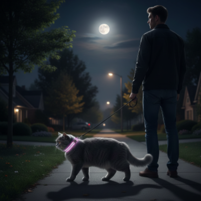 collier réfléchissant chat nuit