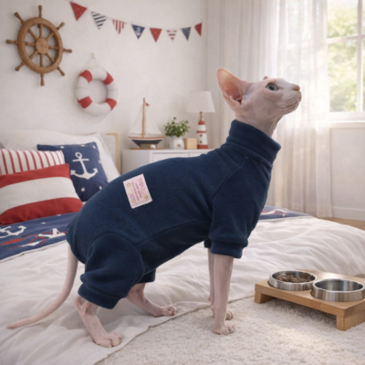 combinaison pour chats sphynx marine sur chat