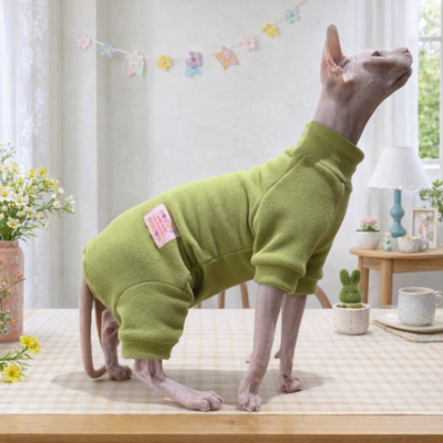 combinaison pour chats sphynx vert sur chat