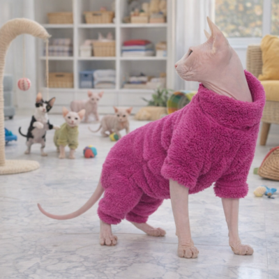 combinaisons pour chats sphynx Polaire Doux chat et ses chatons
