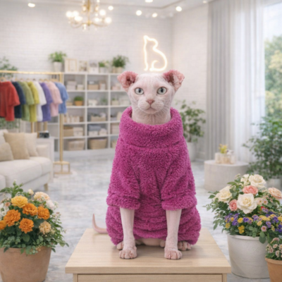 combinaisons pour chats sphynx Polaire Doux chat sur présentoir