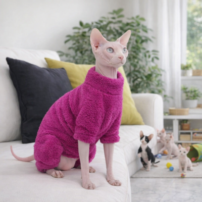 combinaisons pour chats sphynx Polaire Doux chat sur canapé et chatons