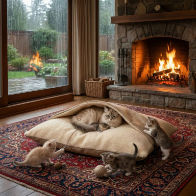 coussin pour chat enveloppant beige