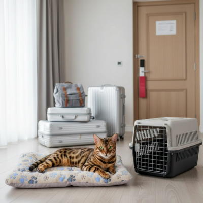 coussin pour chat Petites Pattes crème pour voyage