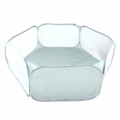 enclos grillagé pour chat gris