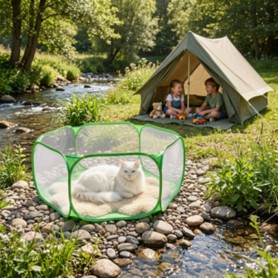 enclos grillagé pour chat pour le camping