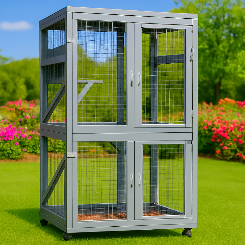 enclos pour chat catio explorchat gris