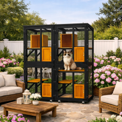 enclos pour chat extérieur Catio modulable double