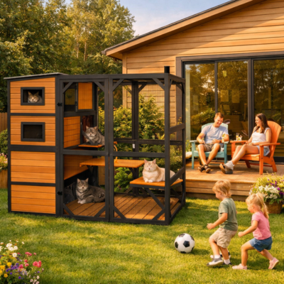 enclos pour chat extérieur pour le jardin