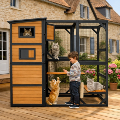enclos pour chat extérieur intérieur spacieux