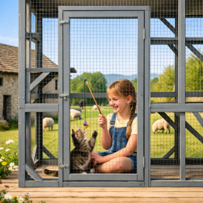 enclos pour chat extérieur en bois intérieur