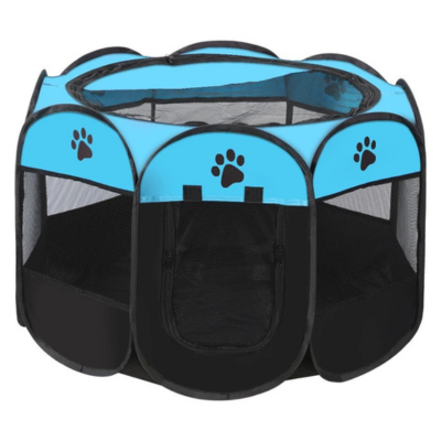 enclos pour chat pliable bleu