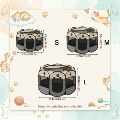 enclos pour chat pliable tailles