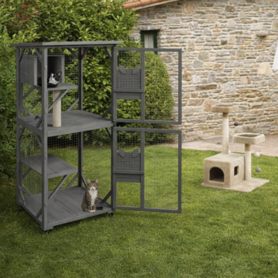 enclos pour chats au jardin