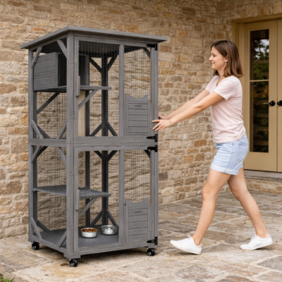 enclos pour chats sur roulettes