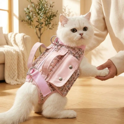 Gilet harnais chat Plaid vue de dos