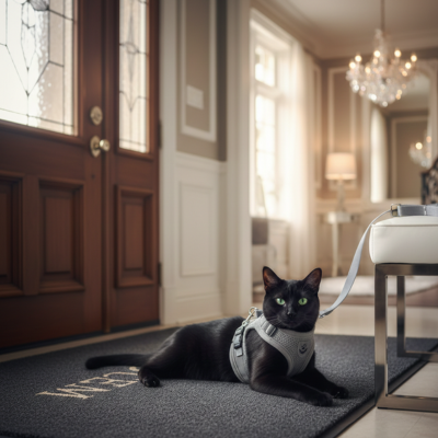 gilet harnais chat gris