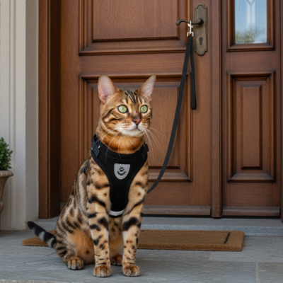 gilet harnais chat noir