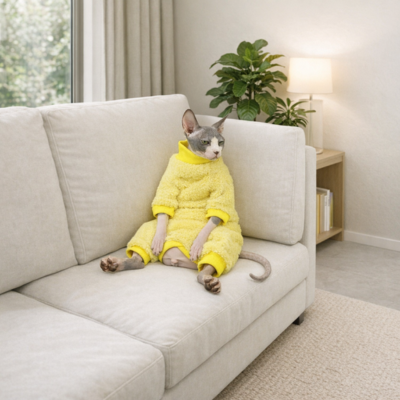 habits pour chats jaune élégant