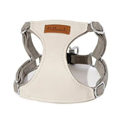 hanais anti-fuite pour chat en cuir beige sans laisse