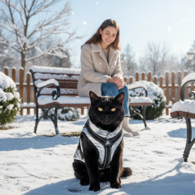harnais avec manteau argent sous la neige