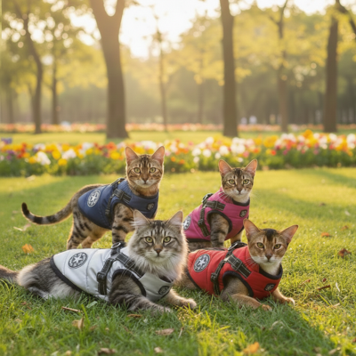 harnais avec manteau pour chat couleurs disponibles