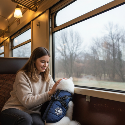 harnais avec manteau marine balade en train