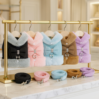harnais chat avec laisse fourrure couleurs