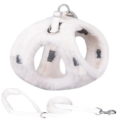 harnais chat peluche variante blanc