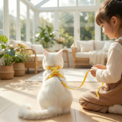 harnais pour chat Animaux canard sur chat vue de dos