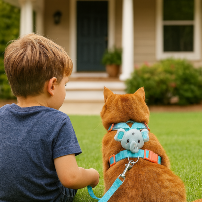 harnais pour chat Animaux éléphant sur chat vue de dos