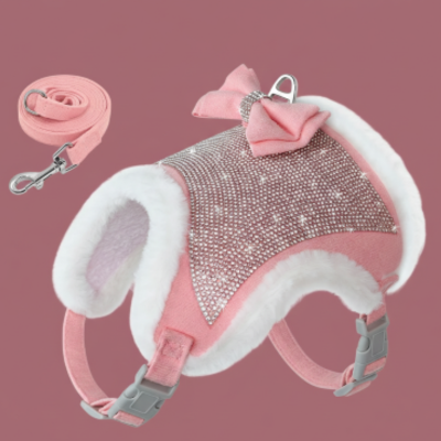 harnais pour chat strass rose