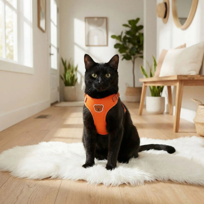 harnais pour chats Ourson orange sur chat