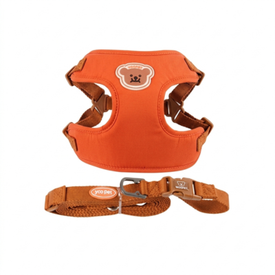 harnais pour chats Ourson orange avec laisse
