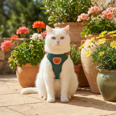 harnais pour chats Ourson vert sur chat